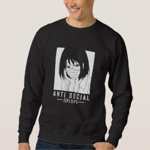 Sweatshirt Illustration De Fille Japonaise Antisociale Avec F