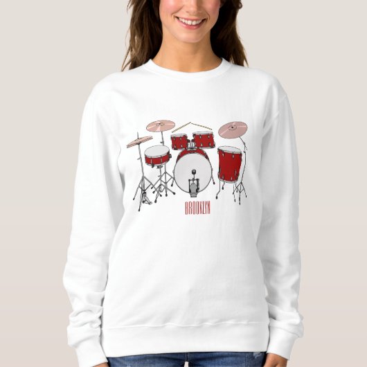 Sweatshirt Illustration de kit de batterie (Devant)