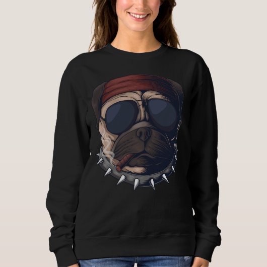 Sweatshirt Illustration de la tête Pitbull (Devant)