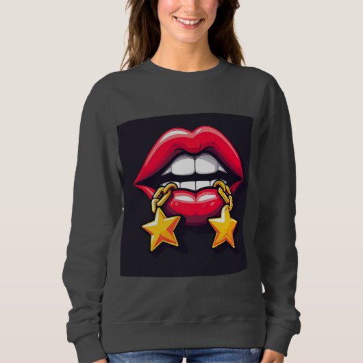 Sweatshirt Illustration de lèvres brillantes (Devant)