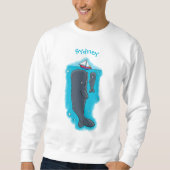 Sweatshirt Illustration de mignons baleines et voiliers (Devant)