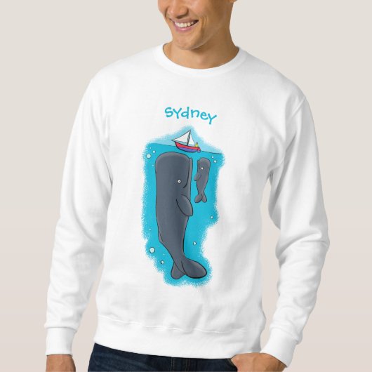 Sweatshirt Illustration de mignons baleines et voiliers (Devant)