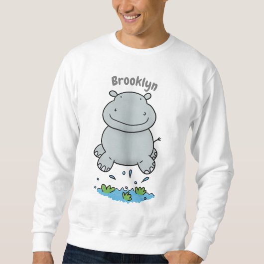 Sweatshirt Illustration de saut en hippo mignon (Devant)