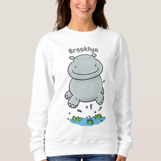 Sweatshirt Illustration de saut en hippo mignon (Devant)