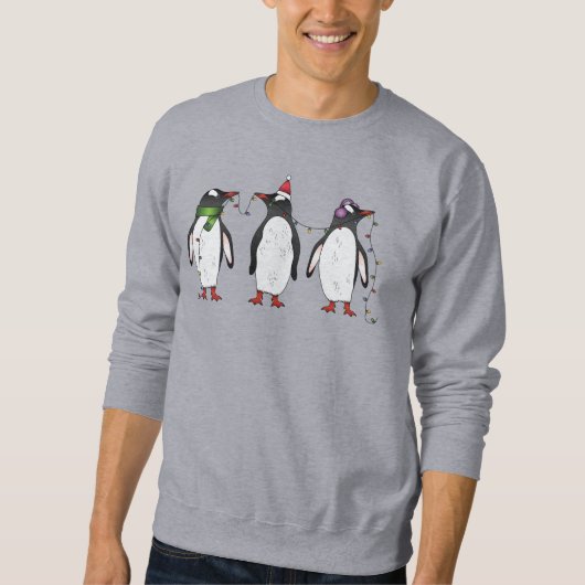 Sweatshirt Illustration de trois pingouins de Noël festifs (Devant)