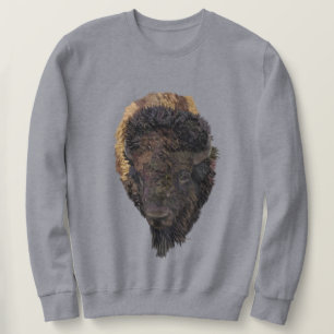 Sweatshirt Illustration détaillée d'une tête de bison américa