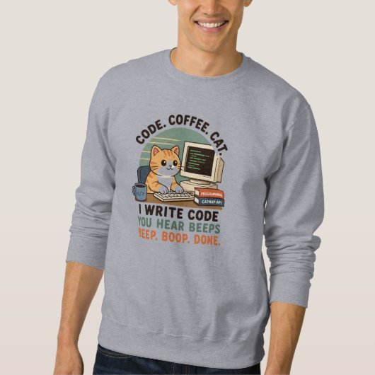 Sweatshirt Illustration d'humour de programmeur de chat de ca (Devant)