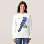 Sweatshirt Illustration d'oiseau de jay bleu (Devant entier)