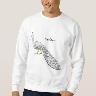 Sweatshirt Illustration d'oiseau de paon blanc