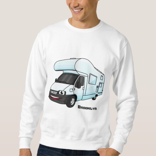 Sweatshirt Illustration d'un campervan heureux (Devant)