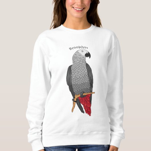 Sweatshirt Illustration d'un perroquet gris en Afrique (Devant)