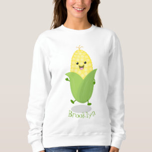 Sweatshirt Illustration d'une caricature de maïs joyeux