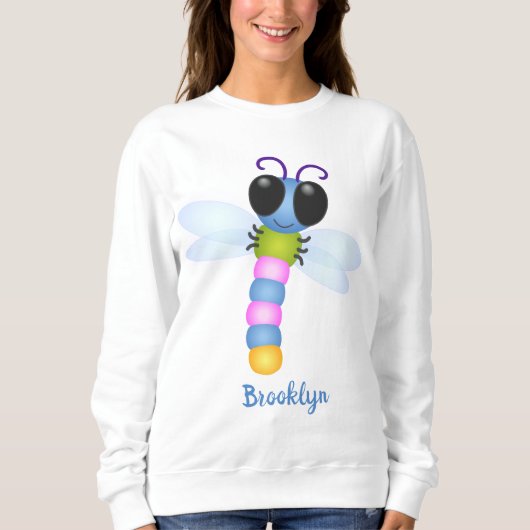 Sweatshirt Illustration d'une libellule bleu et rose (Devant)
