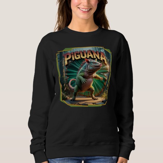 Sweatshirt Illustration Piguana Combo Créature Drôle (Devant)