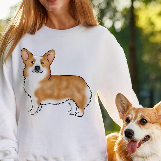 Sweatshirt Illustration Red Pembroke Welsh Corgi Cute Dog