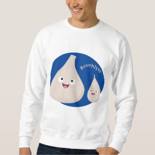 Sweatshirt Illustration végétale de caricature à l'ail mignon