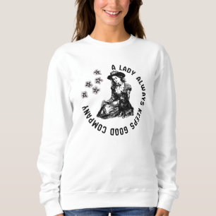 Sweatshirt Illustration Vintage de Dame Sorcière et Chien
