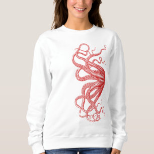 Sweatshirt Illustration vintage rouge de tentacules de poulpe
