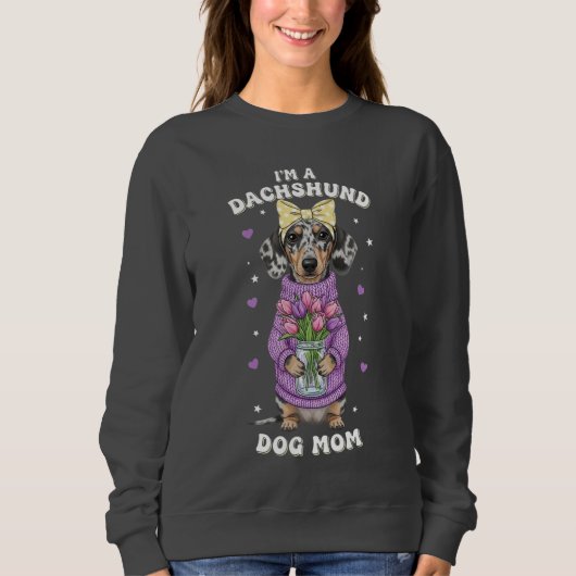 Sweatshirt I'm a Dachshund Dog Mom - Purple Sweater  (Devant)