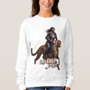 Sweatshirt Image brillante d'une femme confiante à cheval sur