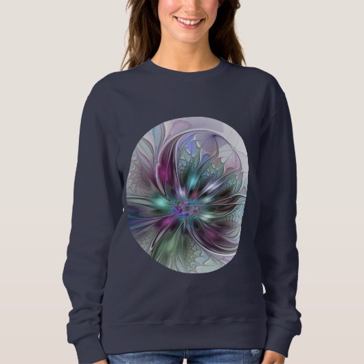 Sweatshirt Imaginaire coloré Abstrait Fleur fractale moderne (Devant)