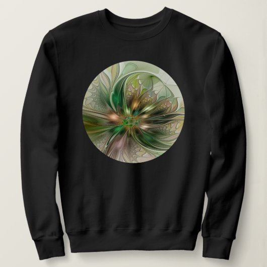 Sweatshirt Imaginaire coloré Moderne Fleur Fractale Abstraite (Design devant)