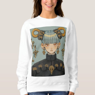 Sweatshirt Imaginaire Steampunk Ornate Anime Girl