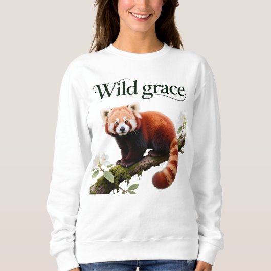 Sweatshirt Impression d'art de Panda roux avec fleurs de Rhod (Devant)