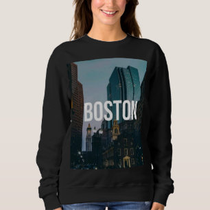 Sweatshirt Impression de paysage urbain vintage de Boston - A