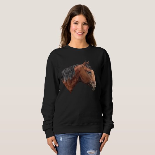 Sweatshirt Impression de portrait de cheval Quarab (Devant entier)