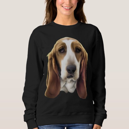 Sweatshirt Impression de portrait de chien Basset Hound (Devant)