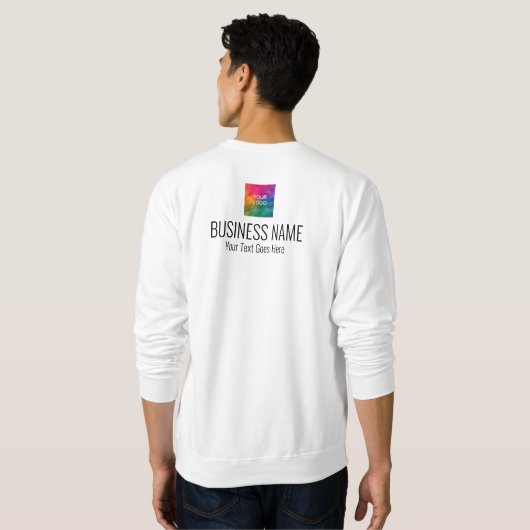 Sweatshirt Impression recto verso Travail Uniforme Mens Blanc (Dos entier)