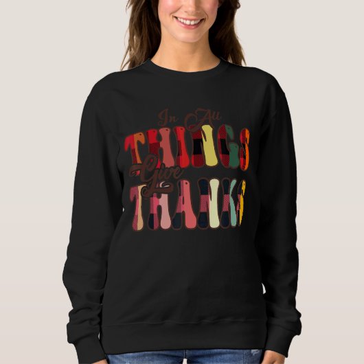Sweatshirt In All Things Give Thanks Groovy Leopard Thanksgiv (Devant)