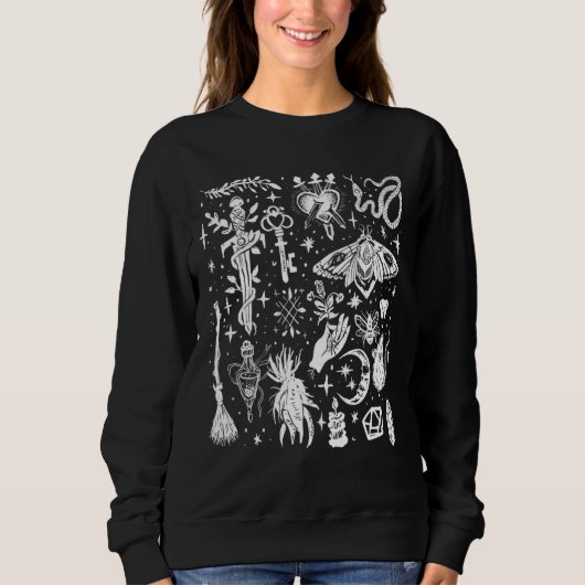 Sweatshirt Incantation de sorcière de jardin Goth Pagan crist (Devant)