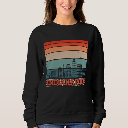Sweatshirt Indianapolis USA Retro Vintage Sunset Skyline Indi (Devant)