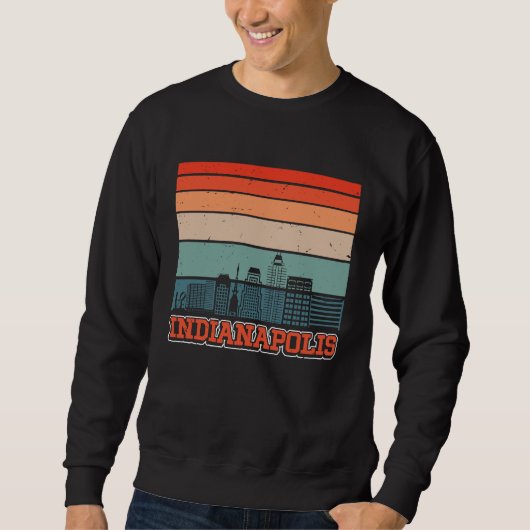 Sweatshirt Indianapolis USA Retro Vintage Sunset Skyline Indi (Devant)