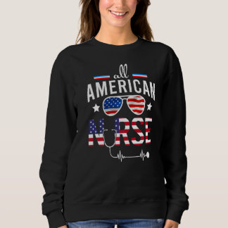 Sweatshirt Infirmière 4 juillet Drapeau Américain Patriotique