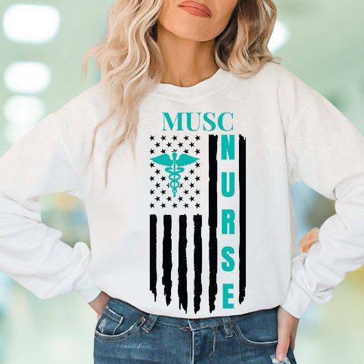 Sweatshirt Infirmière américaine Nom du drapeau Caduceus