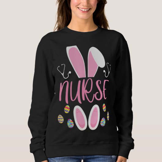 Sweatshirt Infirmière Chasse aux Oeufs de Pâques Rabbit Rn Jo (Devant)