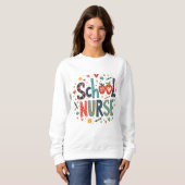 Sweatshirt Infirmière de l'école - Amusants Conception coloré (Devant entier)