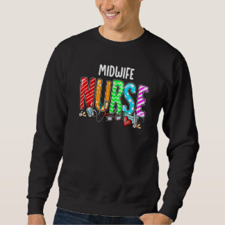 Sweatshirt Infirmière de sage-femme Plaid Red Love Heart Stet