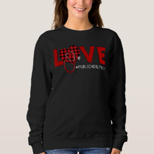 Sweatshirt Infirmière de santé publique Plaid Red Love Heart