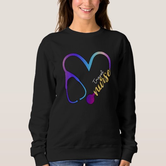 Sweatshirt Infirmière de voyage Watercol Love Heart Stethosco (Devant)
