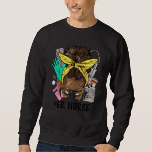Sweatshirt Infirmière des urgences chignon désordonné cheveux