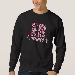 Sweatshirt Infirmière des urgences rythme cardiaque léopard E