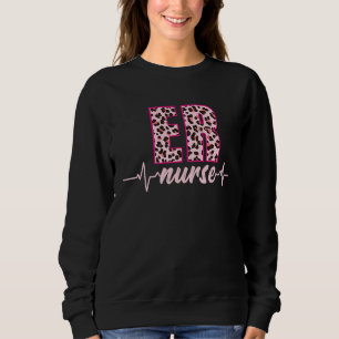 Sweatshirt Infirmière des urgences rythme cardiaque léopard E