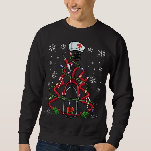 Sweatshirt Infirmière Docteur Noël Arbre Stethoscope Médicale (Devant)