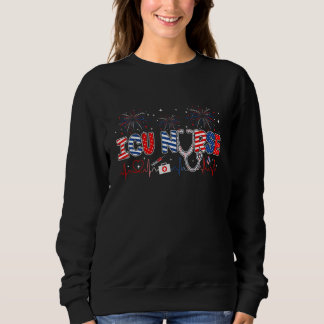 Sweatshirt Infirmière Icu 4 juillet Patriotique Américain Usa