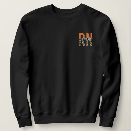 Sweatshirt Infirmière inscrite à la RN Typographie du léopard (Design devant)