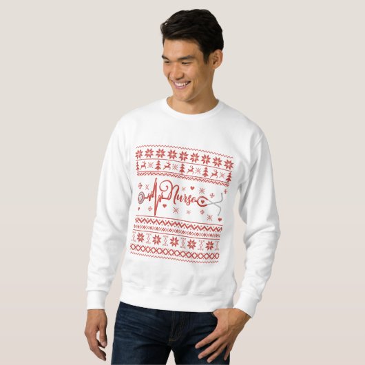 Sweatshirt Infirmière moche Joyeux pull de Noël (Devant entier)